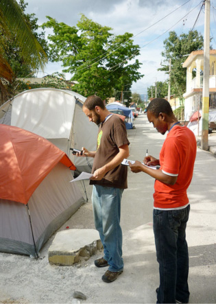Figure 4. The embodied experience of collecting information for OpenStreetMap in Jacmel after the Haiti earthquake