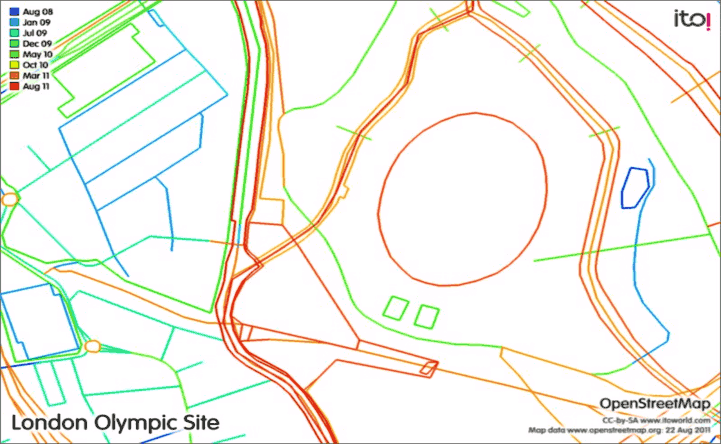 Figure 7: The timing of OSM on the Olympic Site, Stratford London 