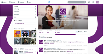 Figure 2: The Twitter feed of the Australian Electoral Commission