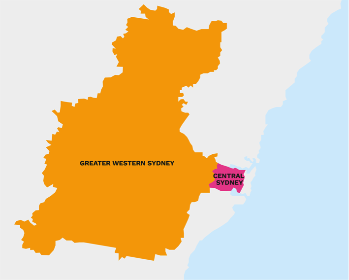 Map of Greater Western Sydney