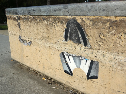 Figure 12. A sticker placed on an obstacle suffers the wear and tear of the 'line' on which it has been placed.