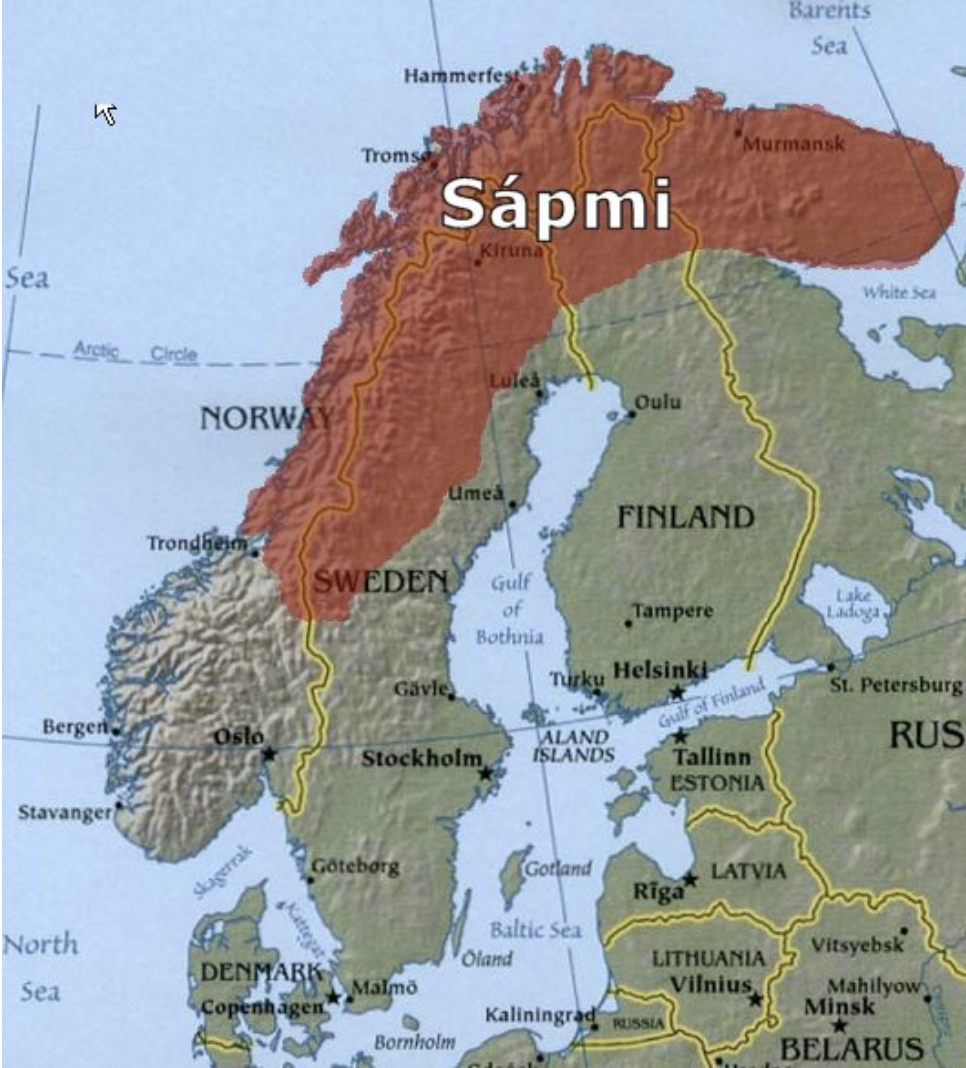 Figure 1: Map of circumpolar Sapmi region