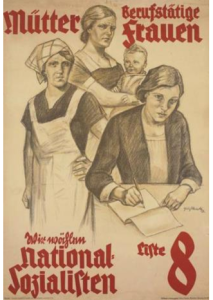 Figure 2: Felix Albrecht, Mütter, berufstätige Frauen – wir wählen National-Sozialisten Liste 8, 1932. Poster. Source: Library of Congress, digital image. LC-DIG-ppmsca-21994.