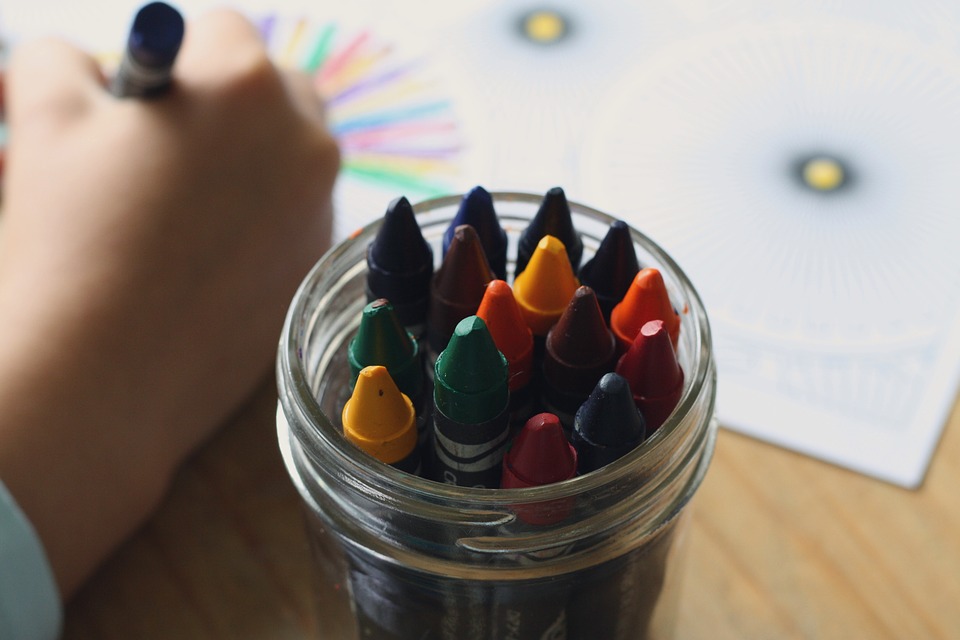 Crayons in daycare.