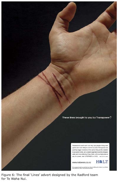 Figure 6: The final ‘Lines’ advert designed by the Radford team for Te Waha Nui.