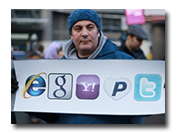 Egyptian protester advocating social media - unable to locate attribution